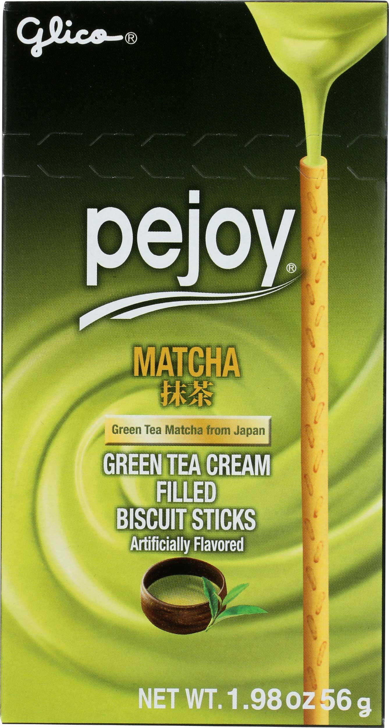 Glico Pejoy Matcha Green Tea Cream Filled Biscuit Sticks, 1.98 Ounce -- 10 per case