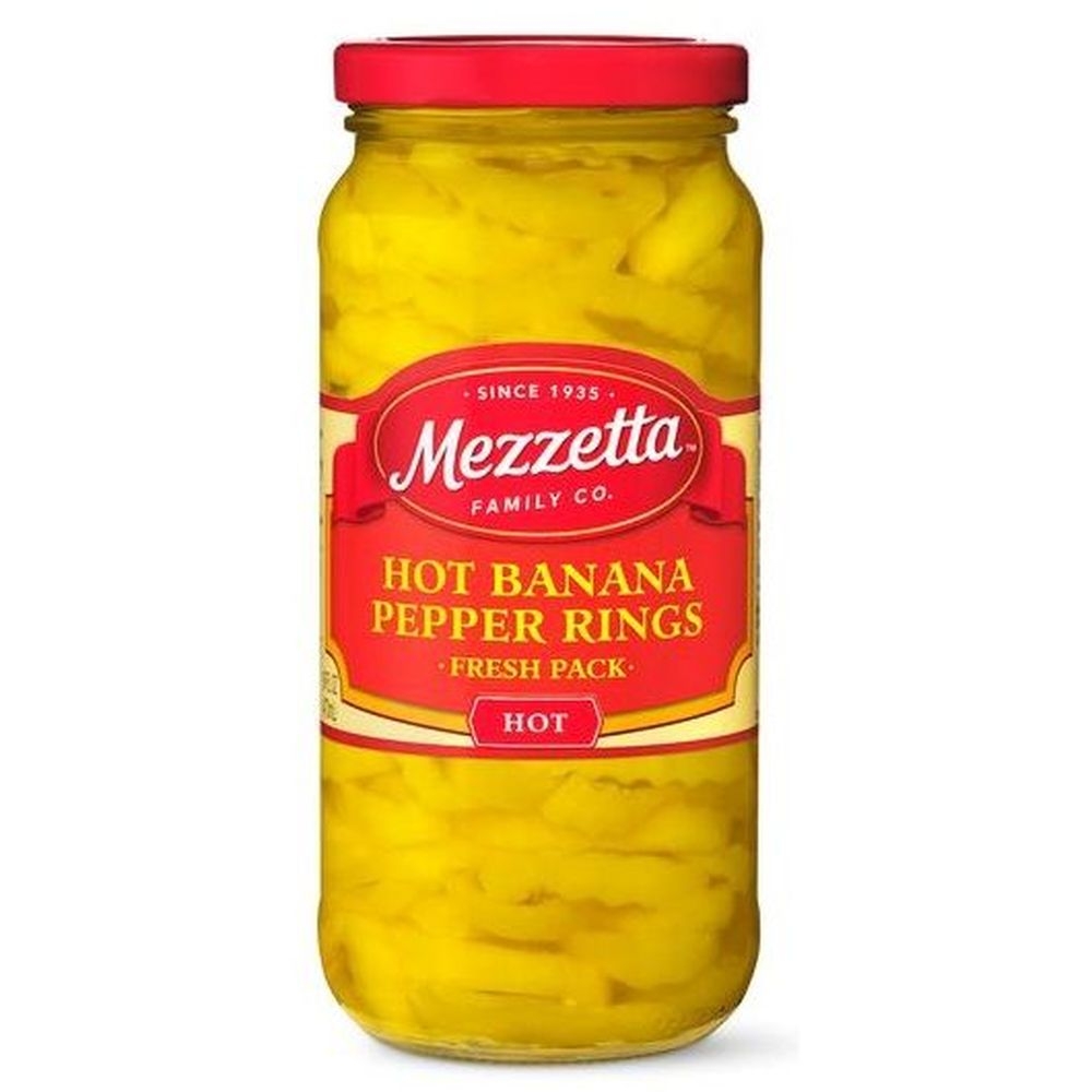 Mezzetta Deli Sliced Hot Banana Pepper Rings, 16 Ounce -- 6 per case