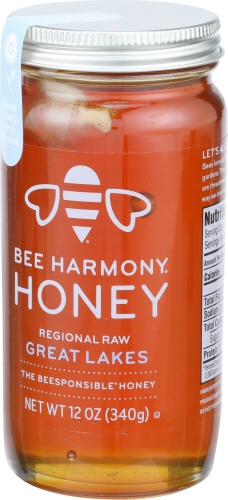 Bee Harmony Regional Raw Great Lakes Honey, 12 Ounce -- 6 per case