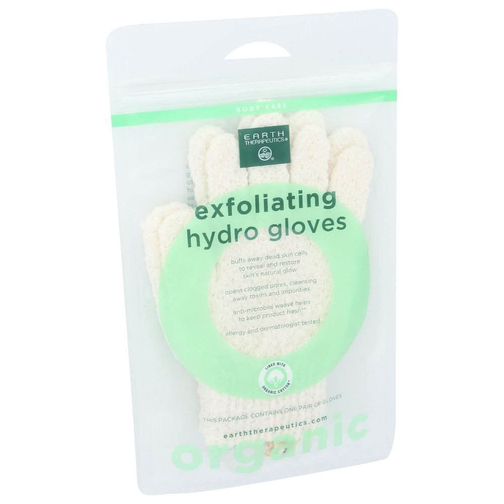 Earth Therapeutics Organic Cotton Exfoliating Hydro Gloves, 1 Pair