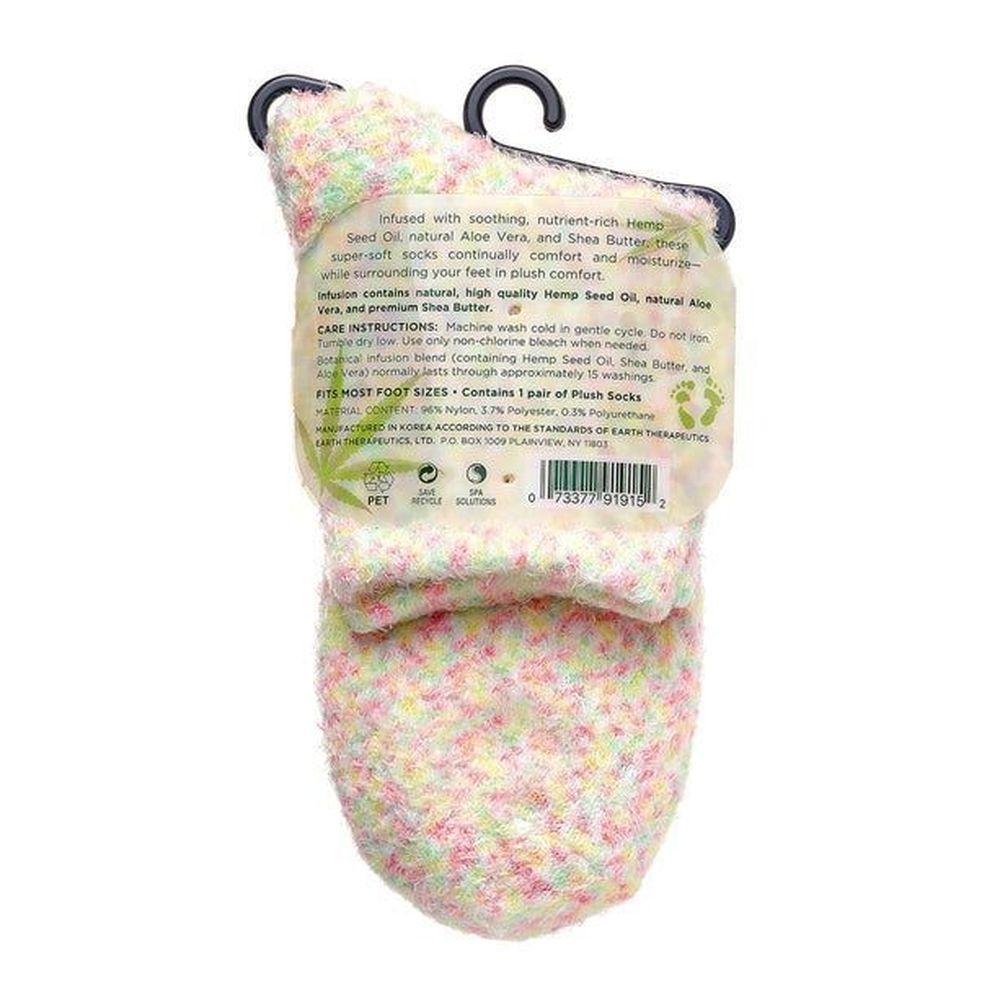 Earth Therapeutics Peach Confetti Hemp Seed Oil Aloe Plush Socks, 1 Pair