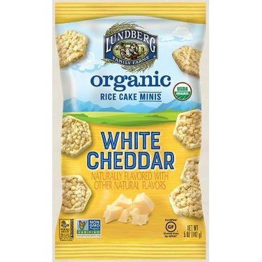 Lundberg Organic Mini White Cheddar Rice Cake, 5 Ounce -- 6 per case