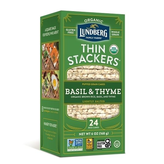 Lundberg Family Farms Thin Stackers Basil and Thyme Rice Cake -- 6 per case