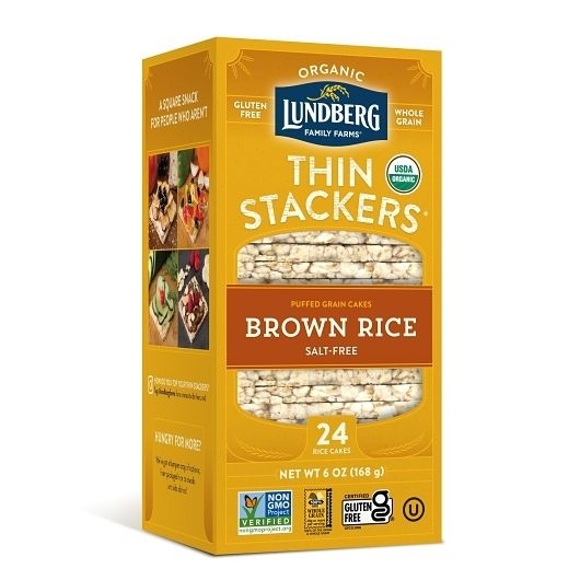 Lundberg Family Farms Thin Stackers Salt Free Brown Rice Cake -- 6 per case