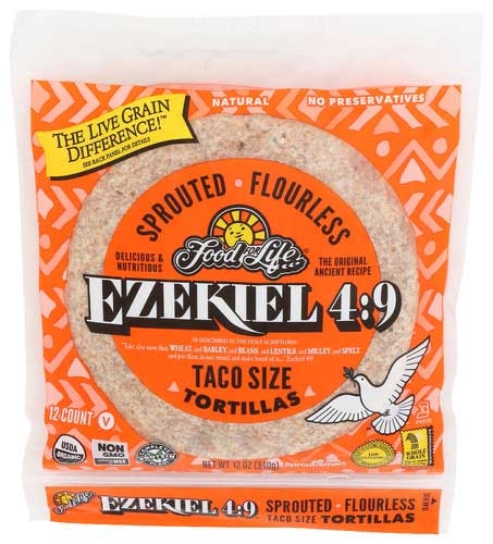 Food For Life Ezekiel 4:9 Taco Size Organic Sprouted Grain Tortilla, 12 Ounce -- 12 per case