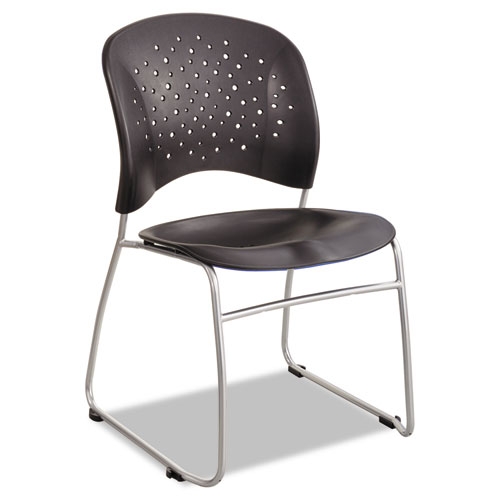 Safco Black Seat Black Back Silver Base Reve Guest Chair with Sled Base, 19.75 x 23.5 x 33.5 inch -- 2 per case