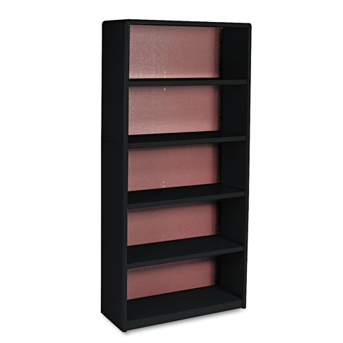 Safco Black Five-Shelf Value Mate Series Metal Bookcase, 31.75 x 13.5 x 6 inch