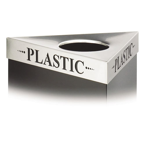 Safco Stainless Steel Laser Cut PLASTIC Inscription Triangular Lid for Trifecta Receptacle, 20 x 20 x 3 inch