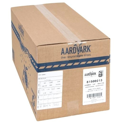 Aardvark White Jumbo Striped Solid Paper Straw, 10 inch - 400 count per pack -- 8 packs per case