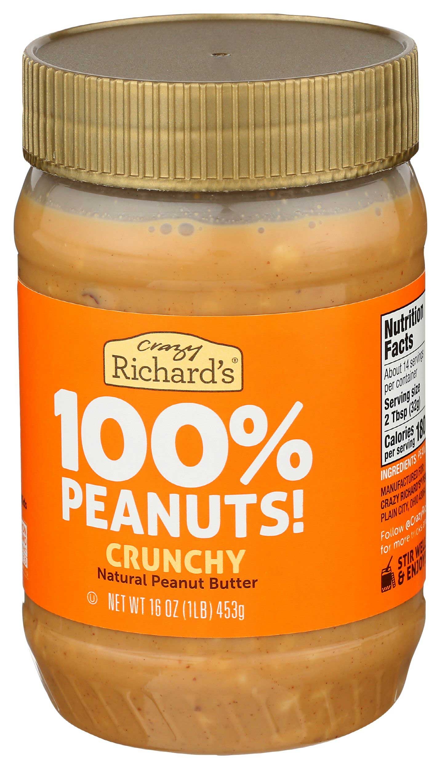 Crazy Richards Crunchy Peanut Butter, 16 Ounce -- 6 per case