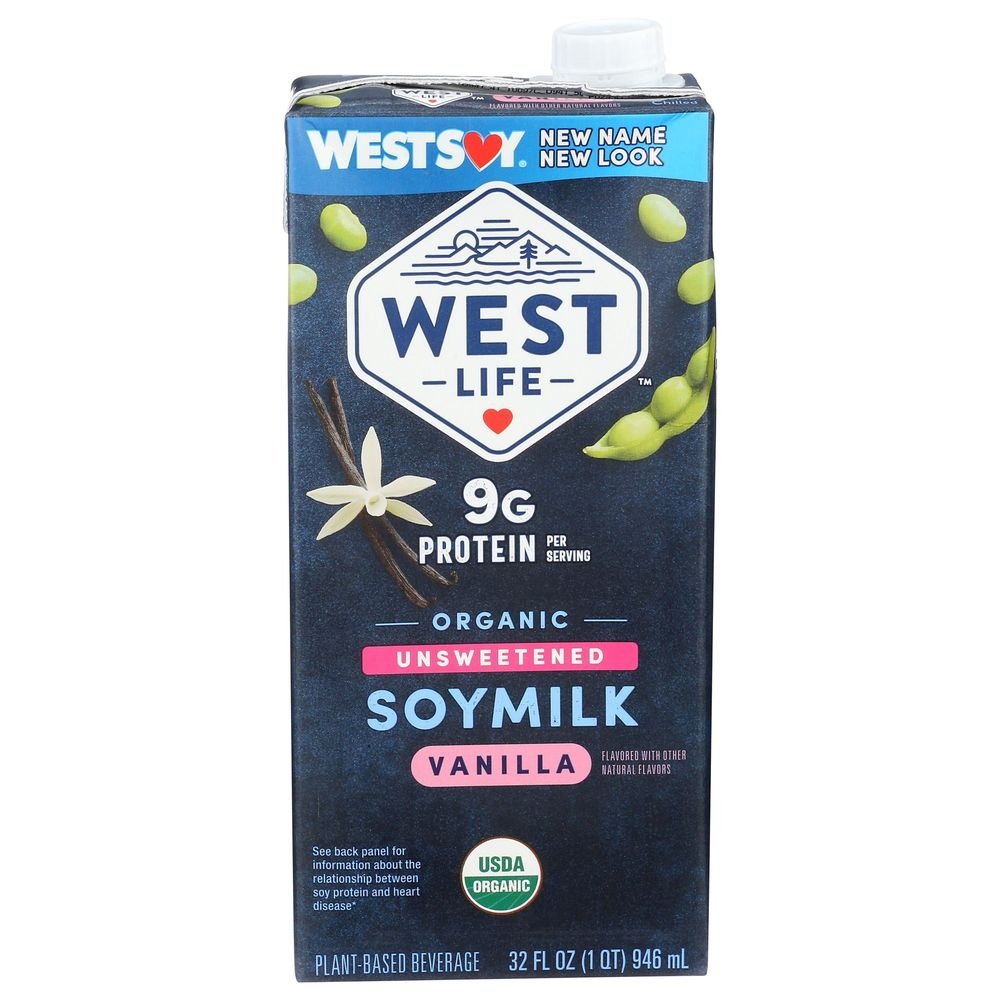 West Life Organic Unsweetened Vanilla Soy Milk, 32 Fluid Ounce