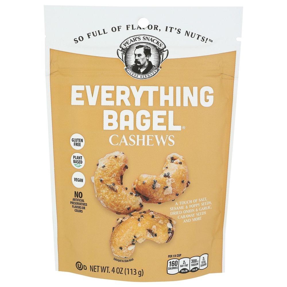 Pears Snacks Everything Bagel Cashews, 4 Ounce -- 6 per case