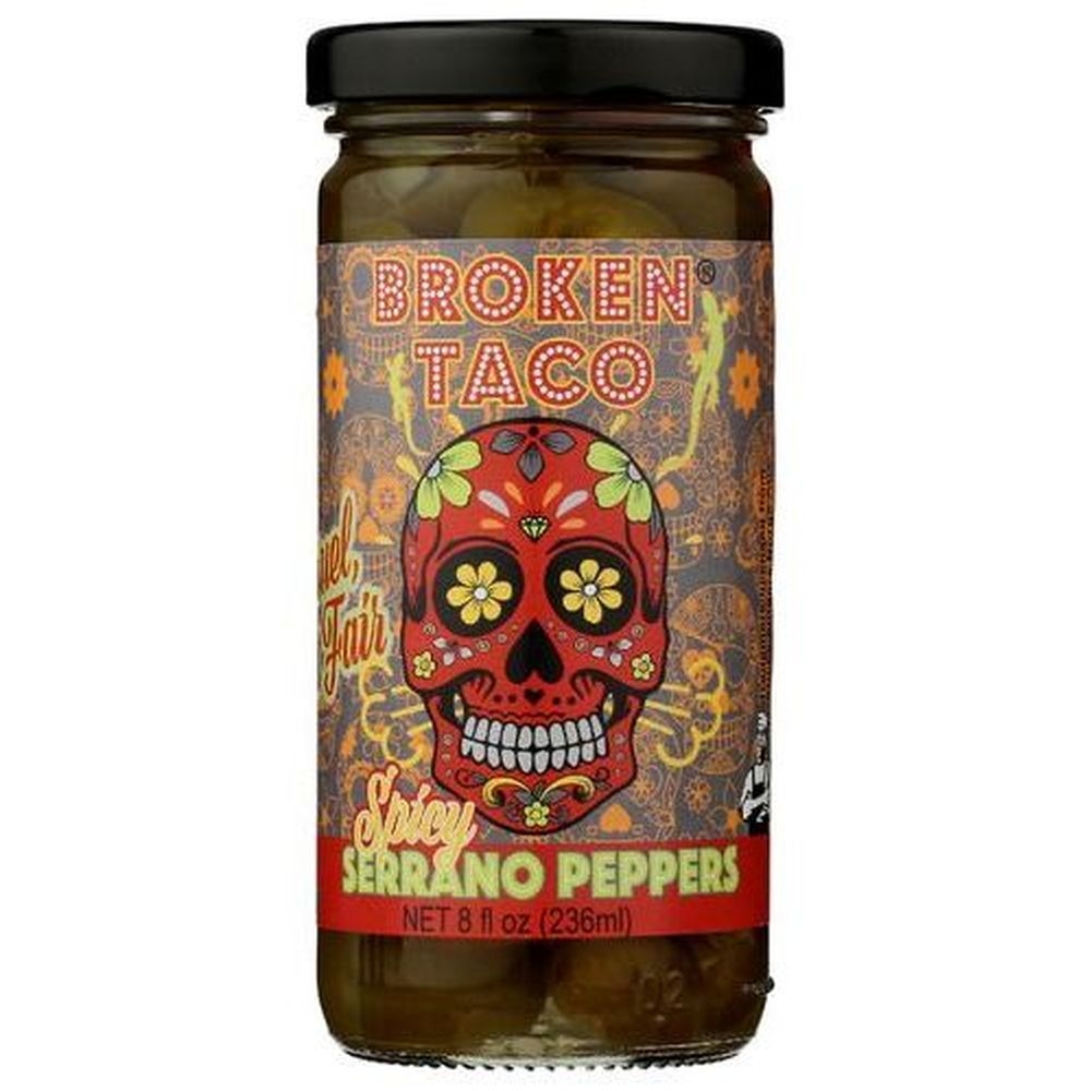 Broken Taco Spicy Serrano Peppers, 8 Ounce -- 6 per case