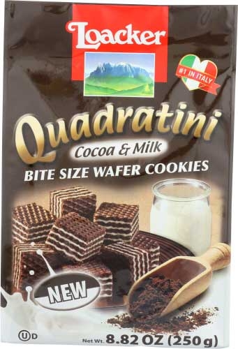 Loacker Cocoa and Milk Quadratini Wafer Cookies, 8.82 Ounce -- 6 per case