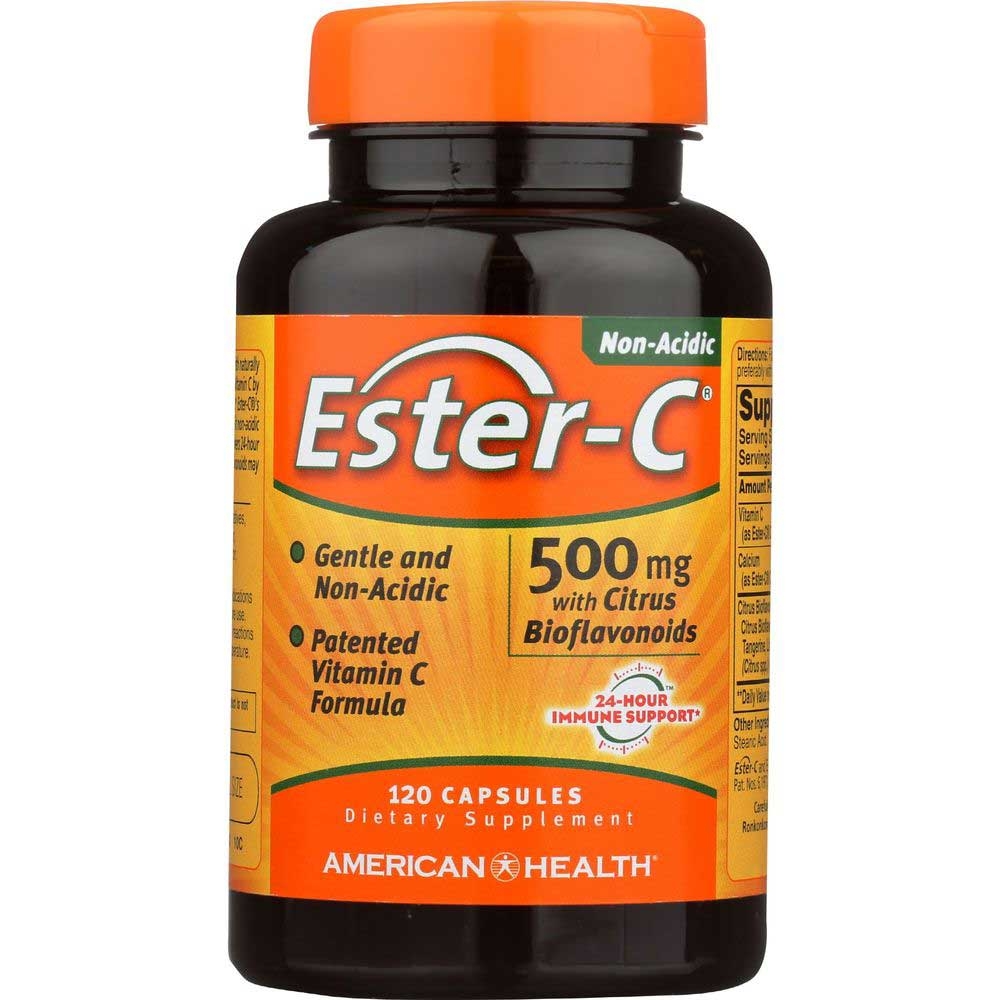 American Health Ester C 500mg with Citrus Bioflavonoids Immune Support Capsule - 120 count per pack