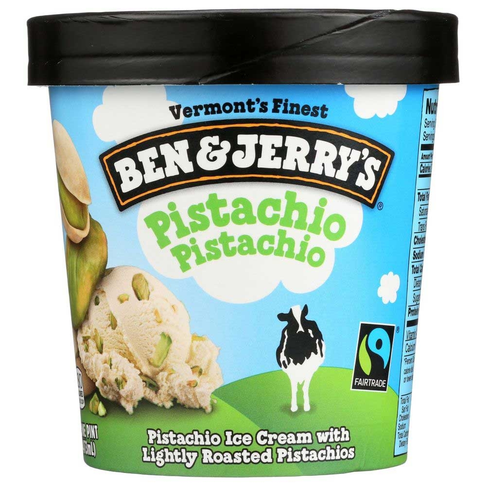 Ben and Jerrys Pistachio Pistachio Ice Cream, 1 Pint -- 8 per case.