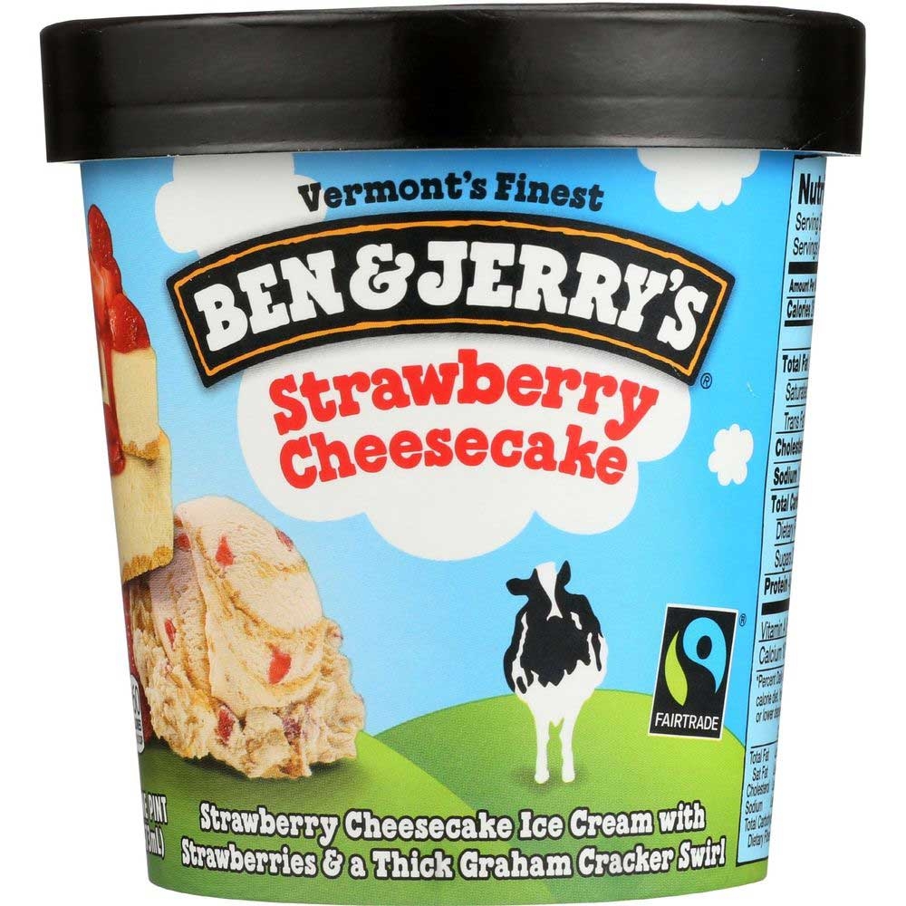 Ben and Jerrys Strawberry Cheesecake Ice Cream, 1 Pint -- 8 per case.