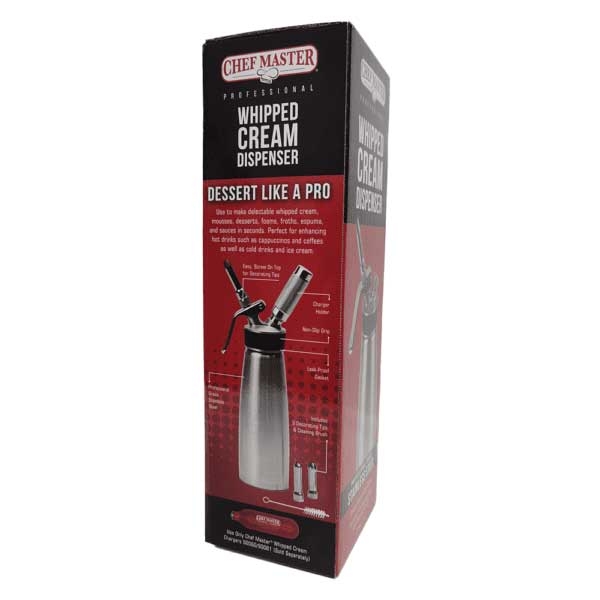 Chef-Master Stainless Steel Whipped Cream Dispenser, 2 Pint