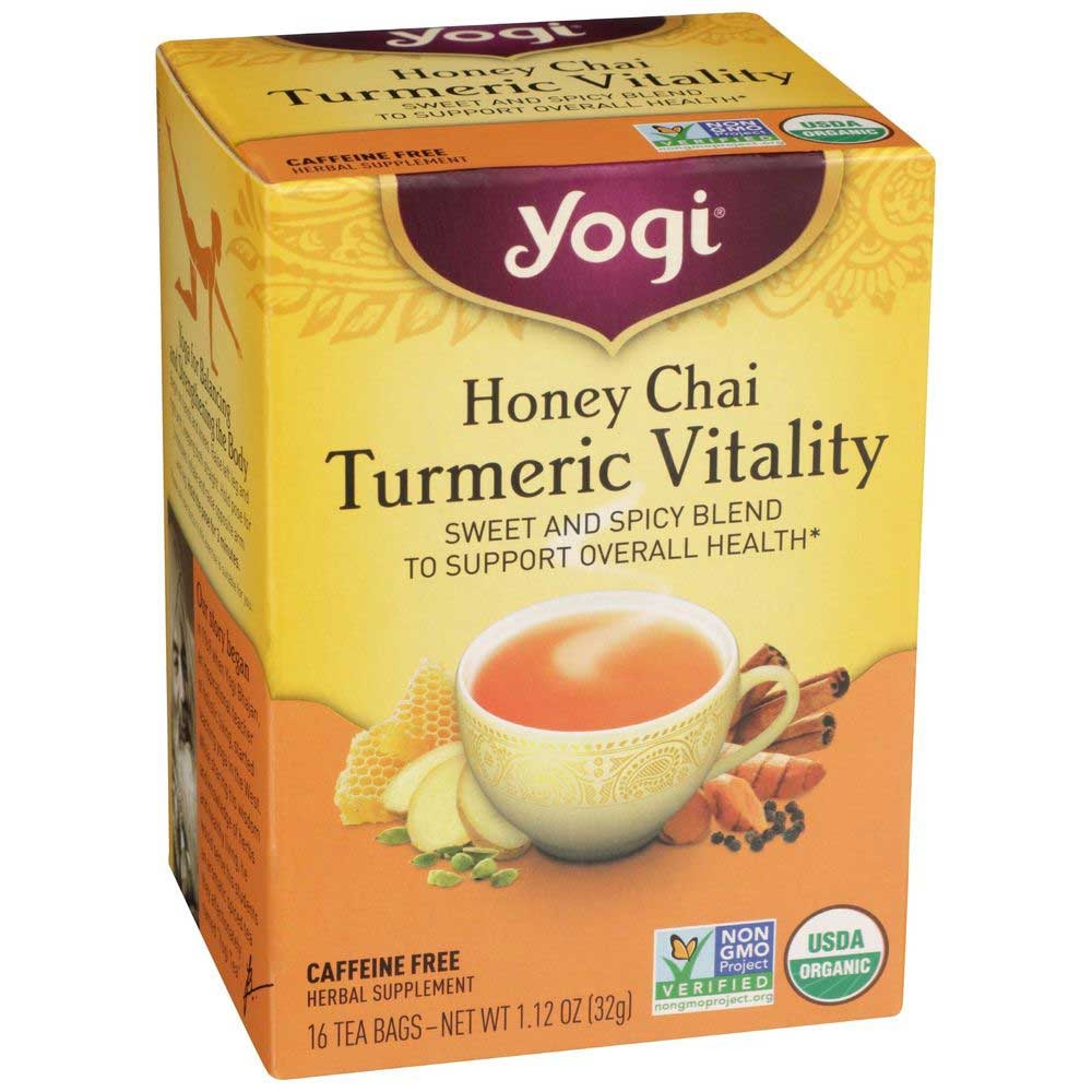 Yogi Organic Honey Chai Turmeric Vitality Tea - 16 tea bags per pack -- 6 packs per case