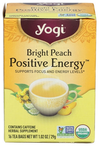 Yogi Organic Peach Bergamot Bright Day Herbal Supplement Tea, 16 tea bags -- 6 per case
