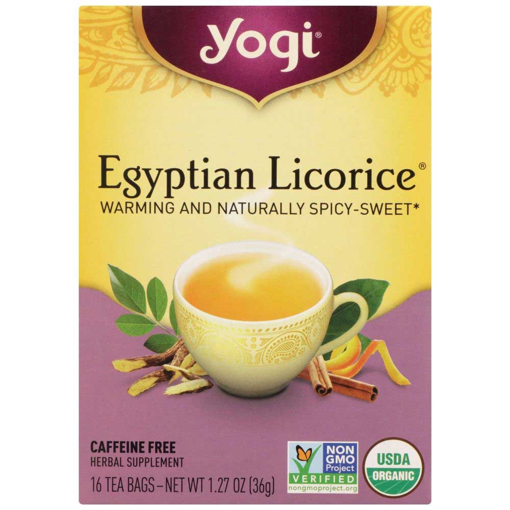 Yogi Organic Egyptian Licorice Tea - 16 tea bags per pack -- 6 packs per case
