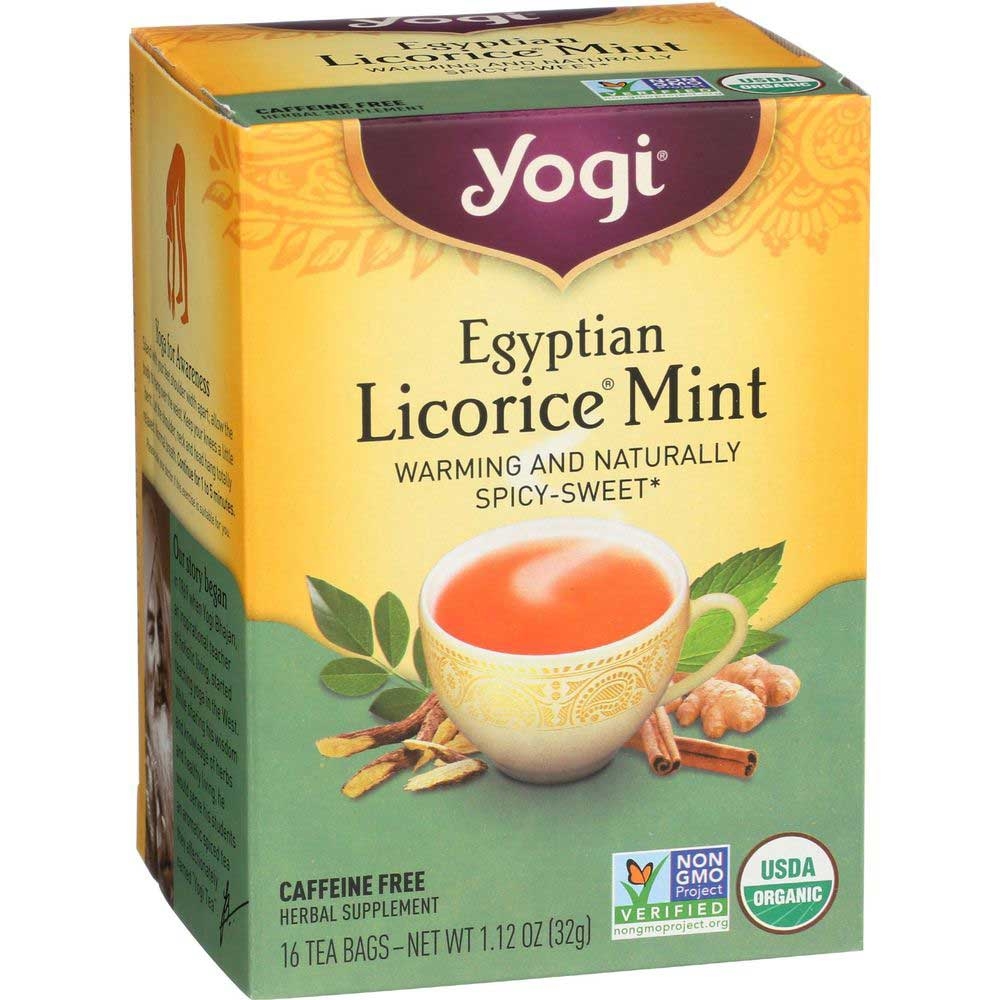 Yogi Organic Egyptian Licorice Mint Tea - 16 tea bags per pack -- 6 packs per case