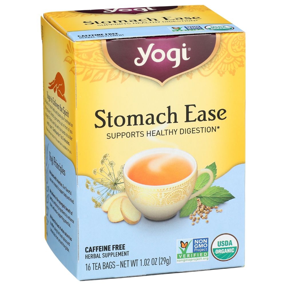 Yogi Organic Stomach Ease Caffeine Free Herbal Supplement Tea, 16 tea bags -- 6 per case
