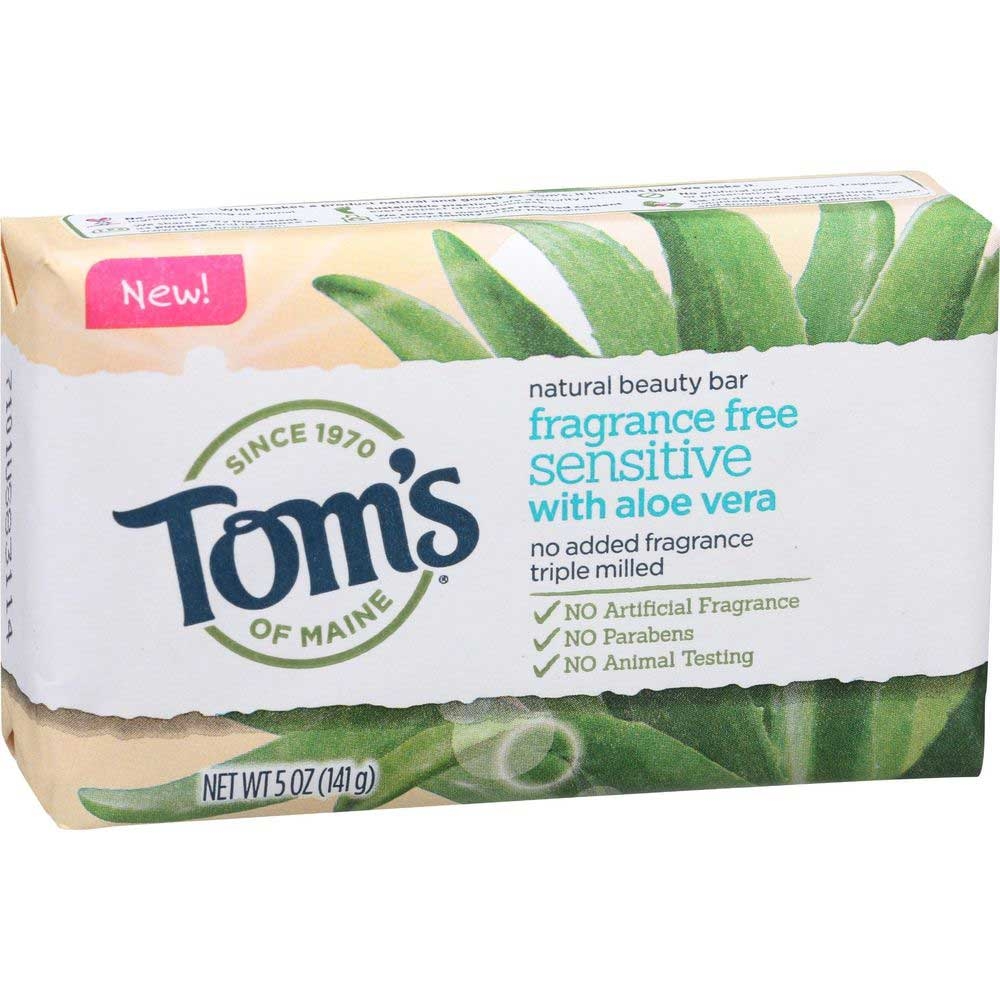 Toms Of Maine Fragrance Free Sensitive Natural Beauty Bar Soap, 5 Ounce -- 6 per case