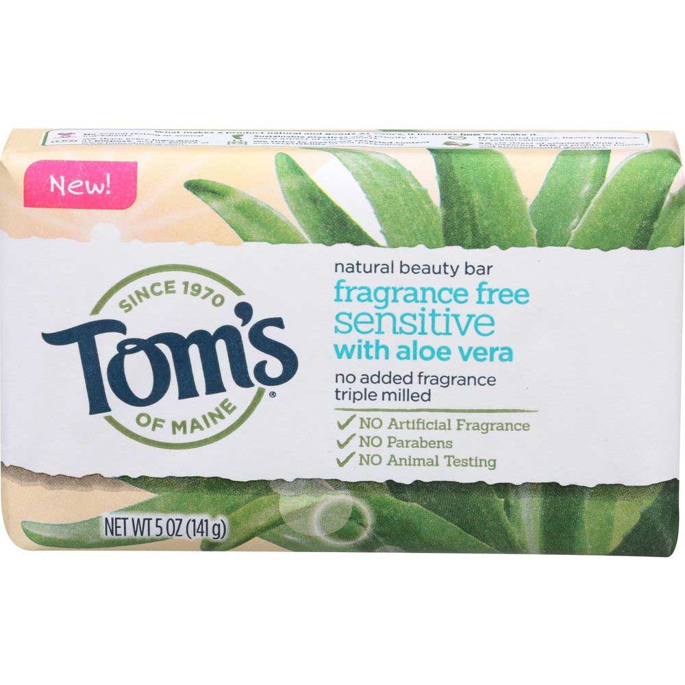 Toms Of Maine Fragrance Free Sensitive Natural Beauty Bar Soap, 5 Ounce -- 6 per case