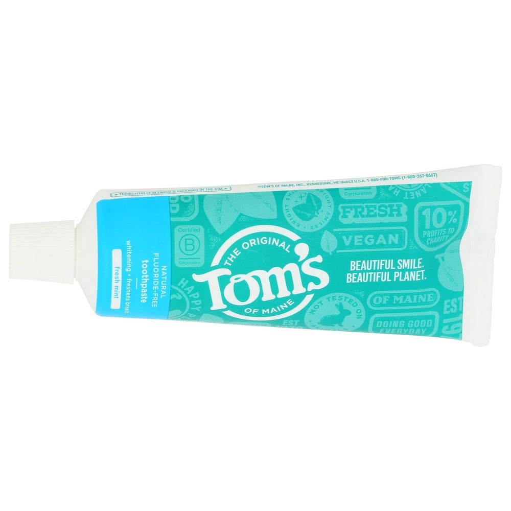 Toms Of Maine Grab N Go Fresh Mint Natural Fluoride-Free Whitening Toothpaste, 3 Ounce -- 3 per case