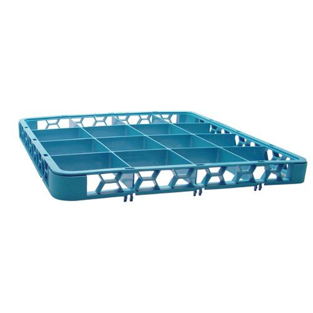 Carlisle RE1614 OptiClean Polypropylene Blue 16-Compartment Divided Glass Rack Extender Only, 19.88 x 19.88 x 1.75 inch