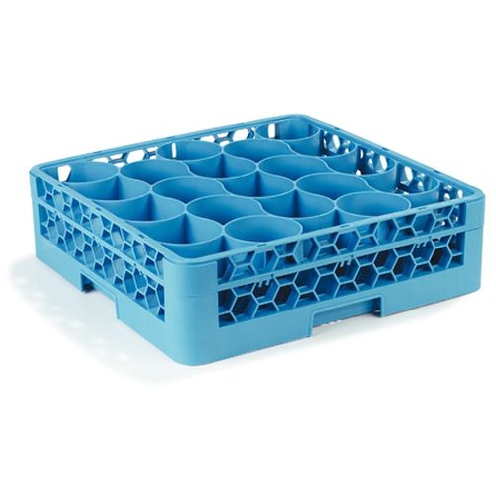 Carlisle RW2014 OptiClean NeWave Polypropylene Blue 20 Compartment Glass Rack with Integrated Extender, 19.88 x 19.88 x 5.5 inch