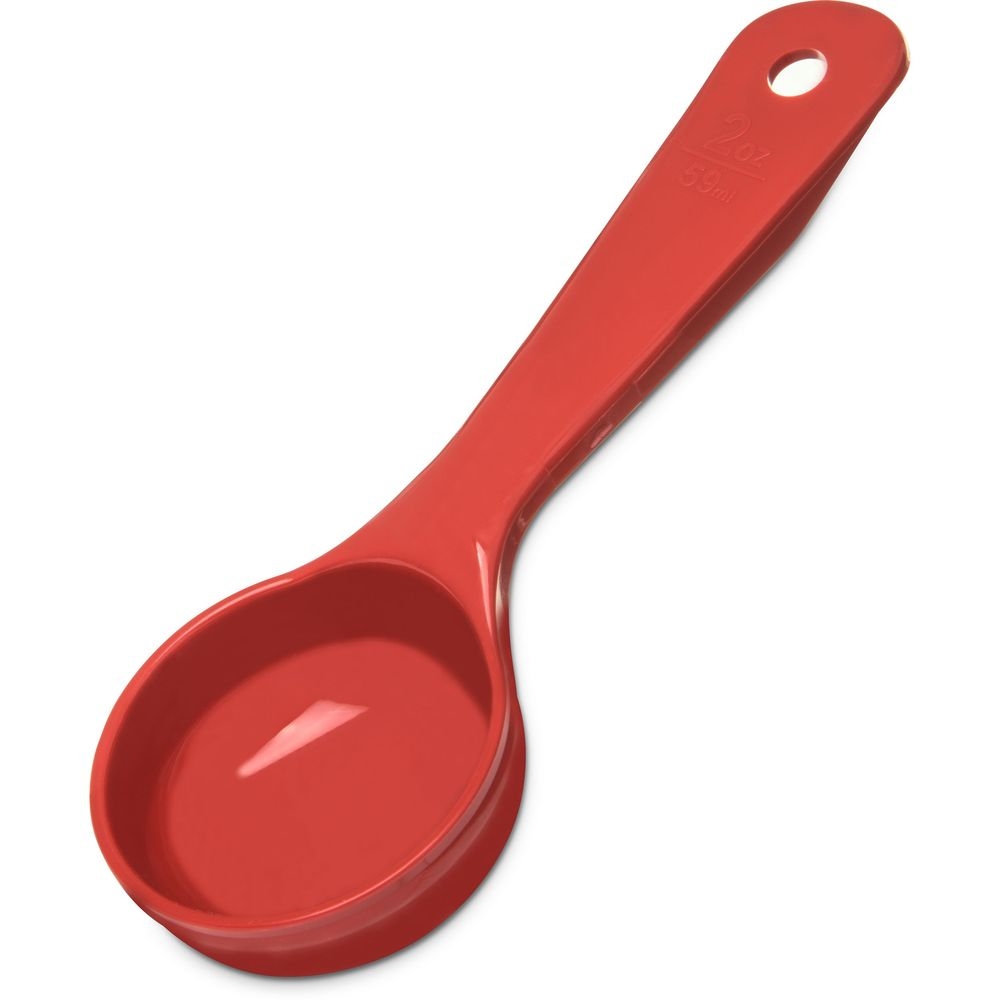 Carlisle 492405 Measure Miser Acetal Red Solid Short Handle Portion Spoon, 2 Ounce Capacity