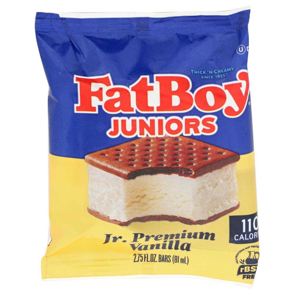 Fat Boy Jr Premium Vanilla Ice Cream Sandwich, 25 Ounce -- 8 per case