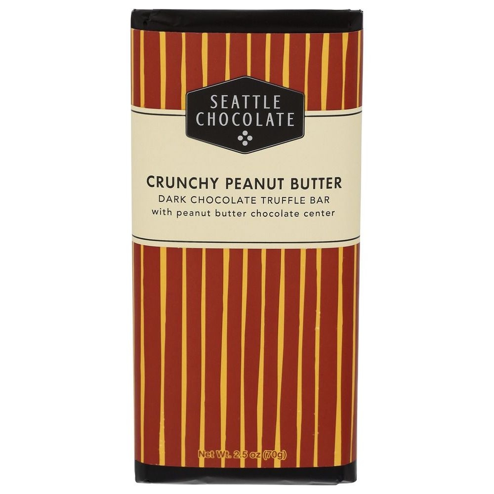 Seattle Chocolate Crunchy Peanut Butter Dark Chocolate Truffle Bar, 2.5 Ounce -- 12 per case