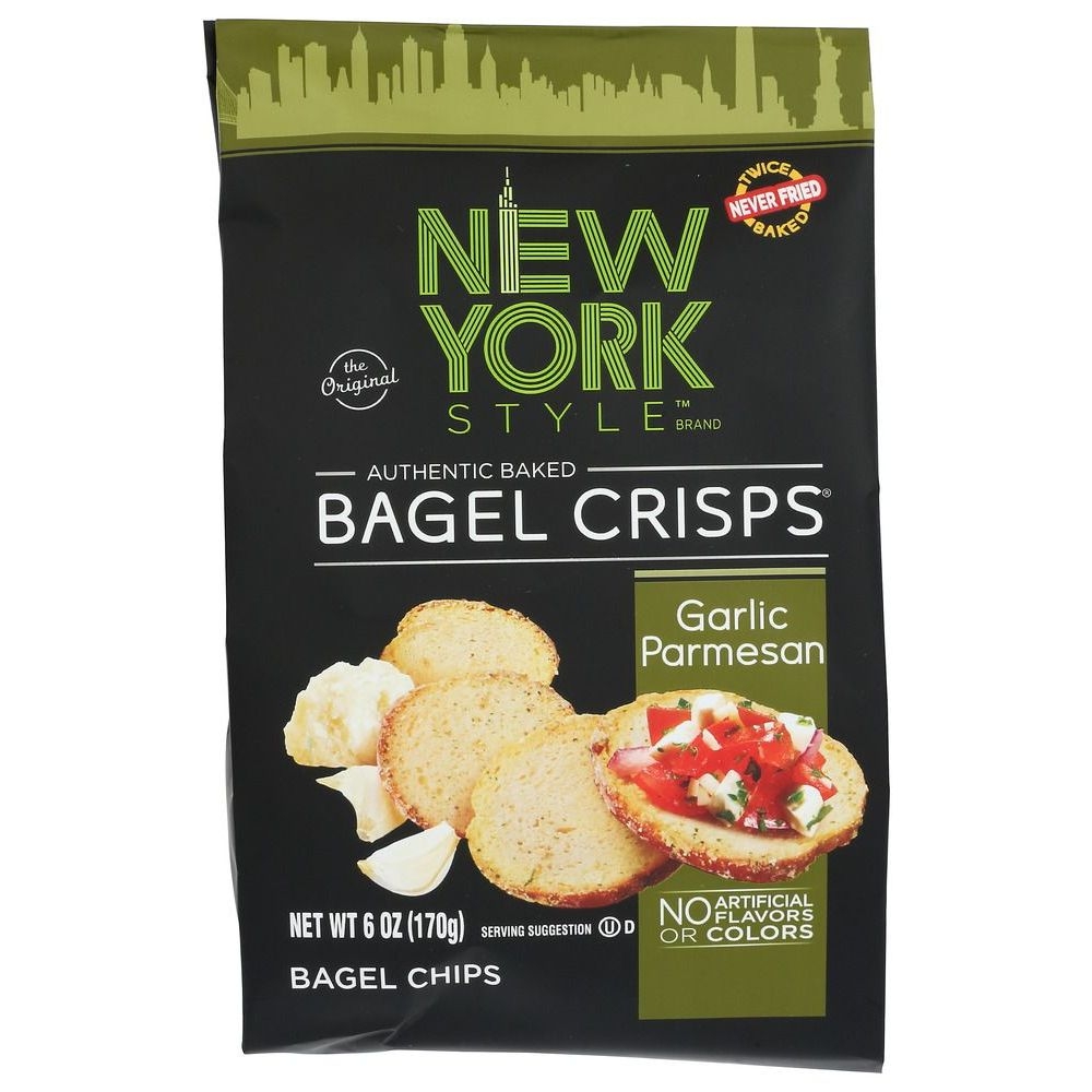 New York Style Garlic Parmesan Bagel Crisps, 6 Ounce -- 6 per case