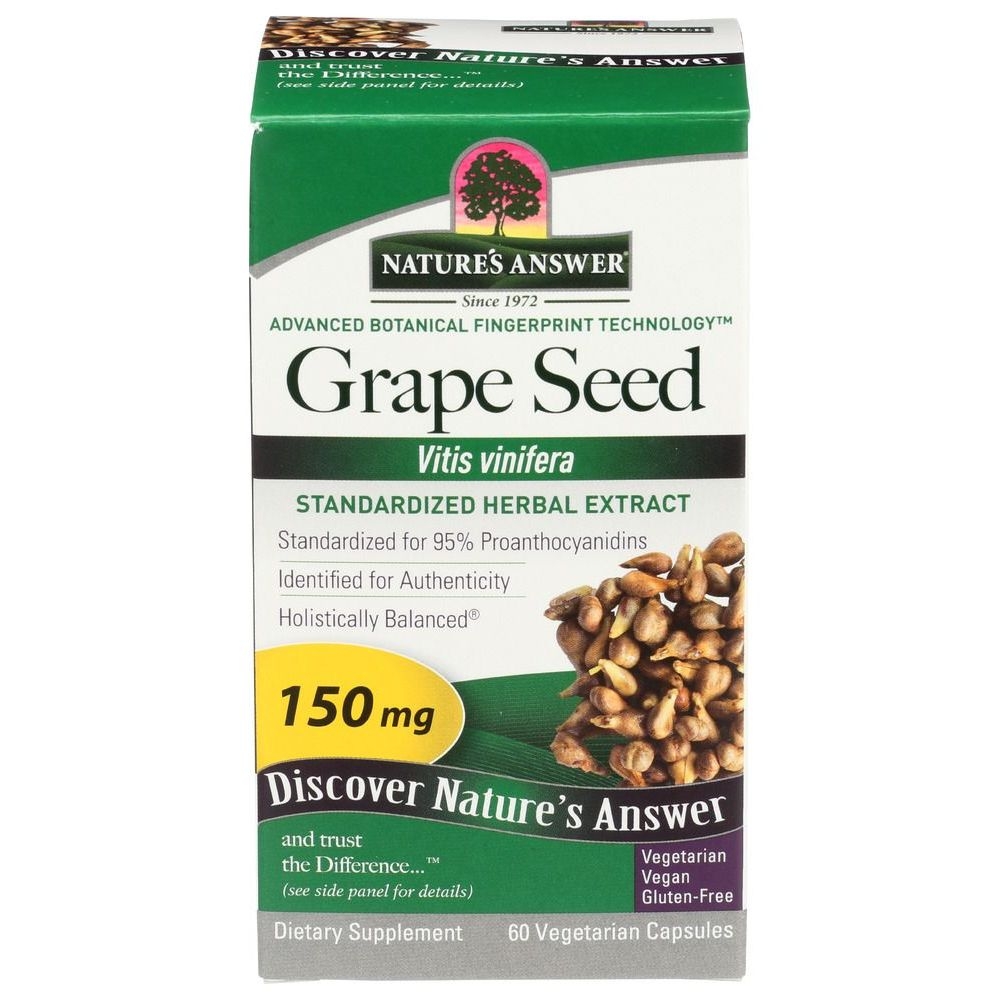 Natures Answer Standardized Grape Seed Vegetarian Capsules, 60 count