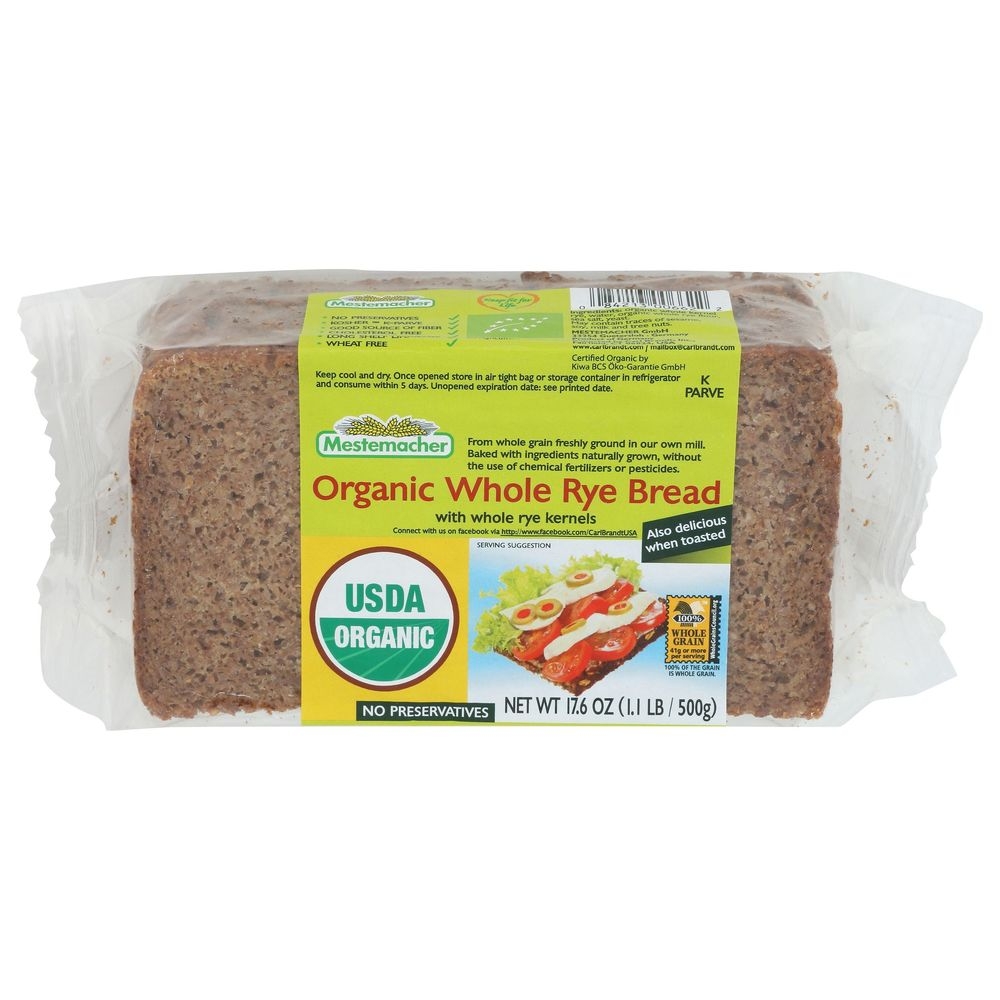 Mestemacher Organic Whole Rye Bread with Whole Rye Kernels, 17.6 Ounce -- 12 per case