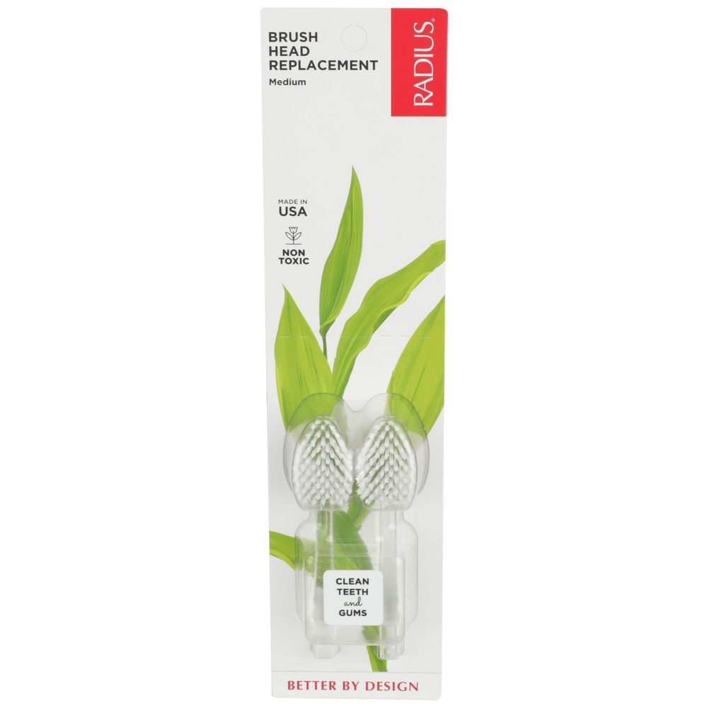 Radius Medium Replacement Toothbrush Head, 2 count -- 6 per case