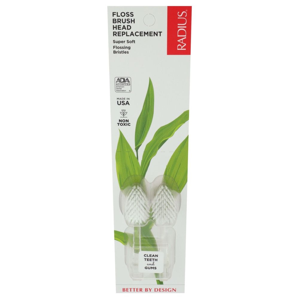 Radius Super Soft Flossing Replacement Toothbrush Head, 2 count -- 6 per case