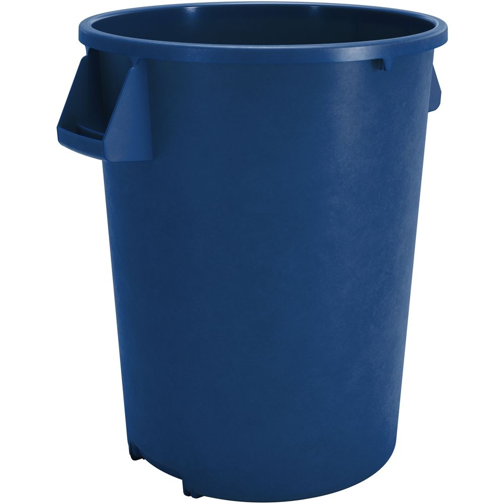 Carlisle 84103214 Bronco Polyethylene Blue Round Trash Can, 32 Gallon Capacity