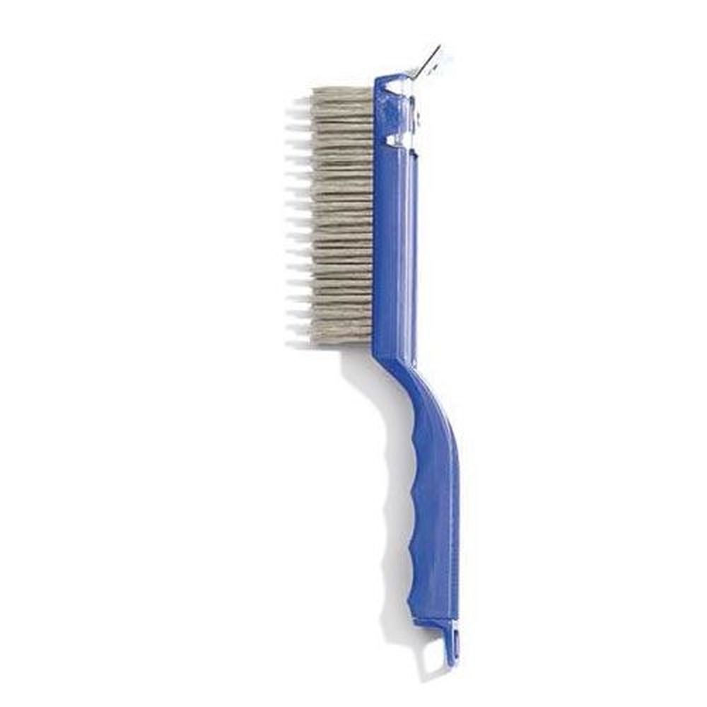 Carlisle 4067200 Sparta Blue Scratch Brush with Stainless Steel Wire Bristles, 11.375 inch Length