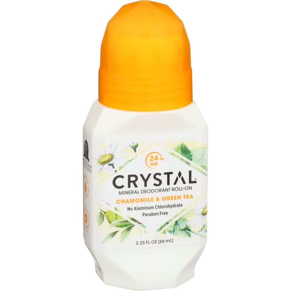 Crystal Body Deodorant Chamomile and Green Tea Mineral Deodorant Roll-On, 2.25 Ounce