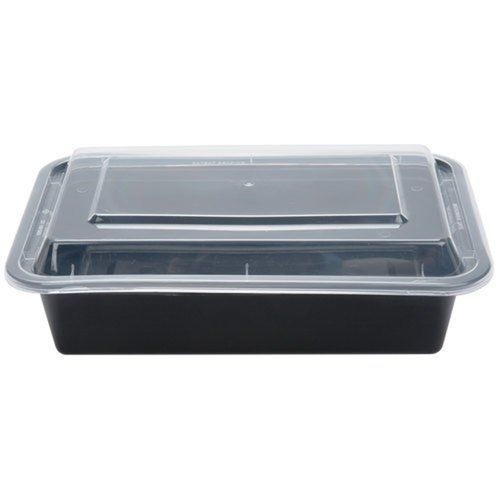 Tripak Black Base Clear Lid Microwaveable Container - Combo Pack, 8 x 6 x 2 inch -- 150 per case.