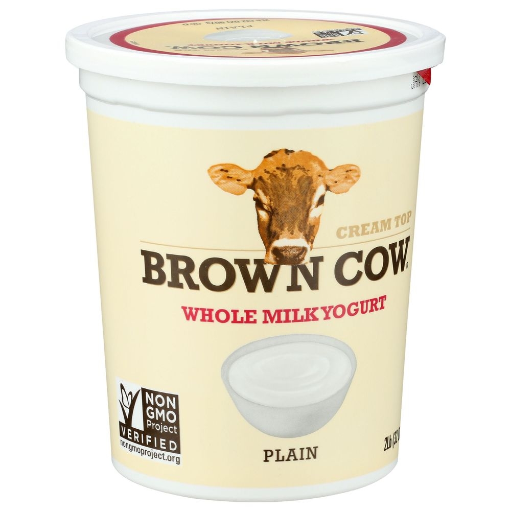 Brown Cow Plain Whole Milk Cream Top Yogurt, 32 Fluid Ounce -- 6 per case