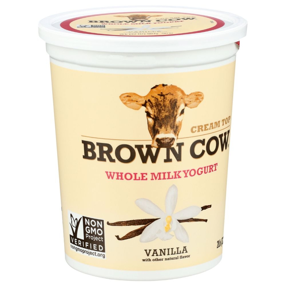 Brown Cow Vanilla Whole Milk Cream Top Yogurt, 32 Fluid Ounce -- 6 per case