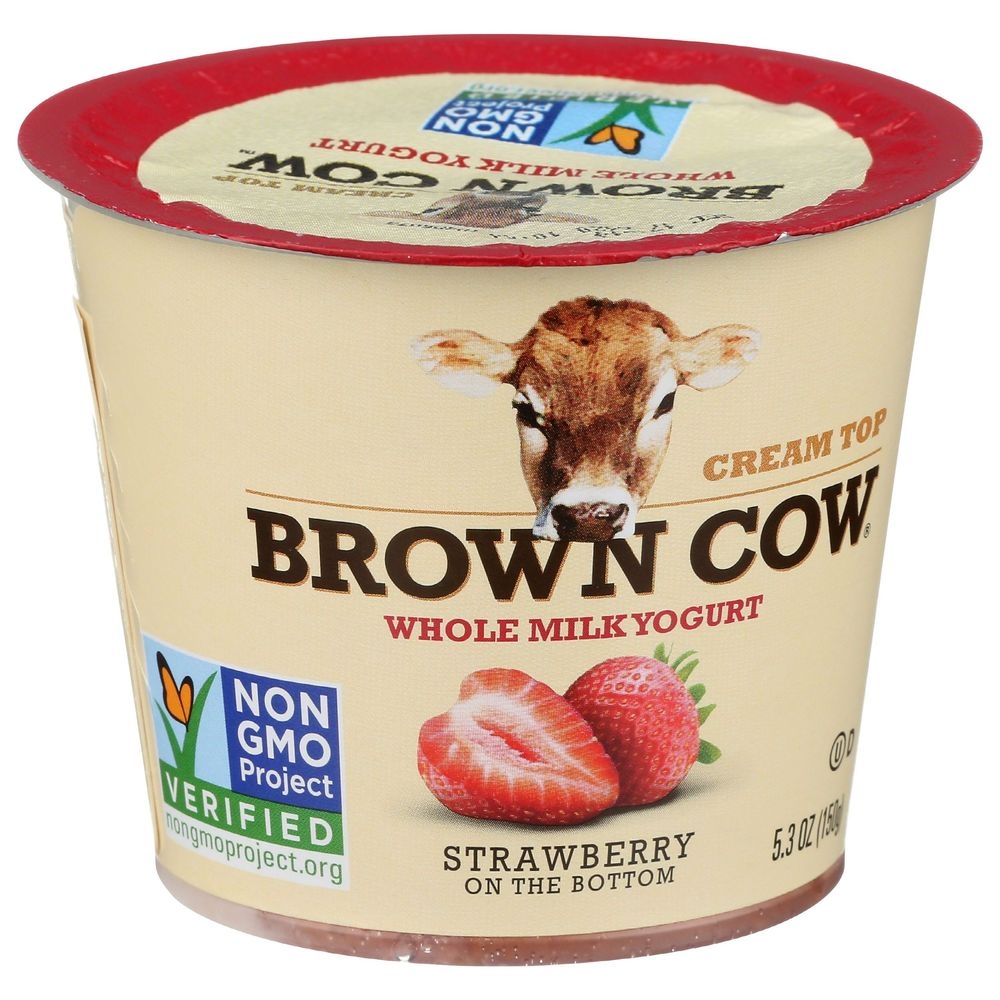 Brown Cow Strawberry Whole Milk Cream Top Yogurt, 5.3 Fluid Ounce -- 12 per case