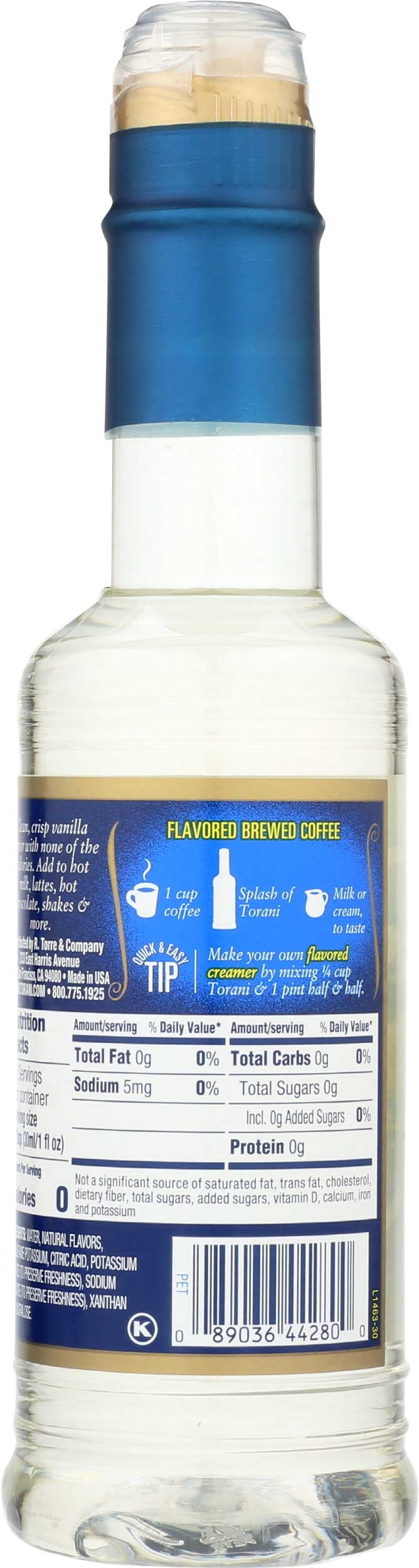 Torani Sugar Free Vanilla Syrup, 12.7 Fluid Ounce -- 4 per case