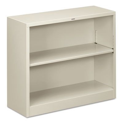 HON Metal Bookcase, Two-Shelf, 34-1/2w x 12-5/8d x 29h, Light Gray
