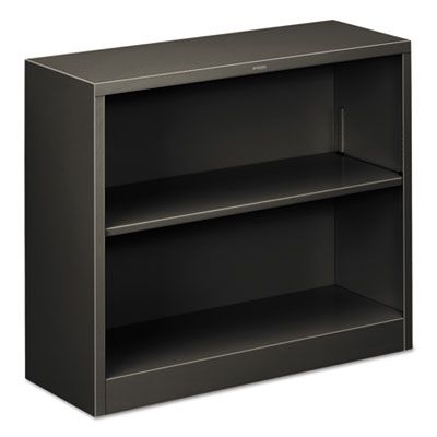 HON Metal Bookcase, Two-Shelf, 34-1/2w x 12-5/8d x 29h, Charcoal